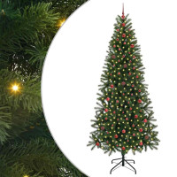 Produktbild för Konstgjord julgran med 300 LED-lampor Grön 240 cm PE och PVC
