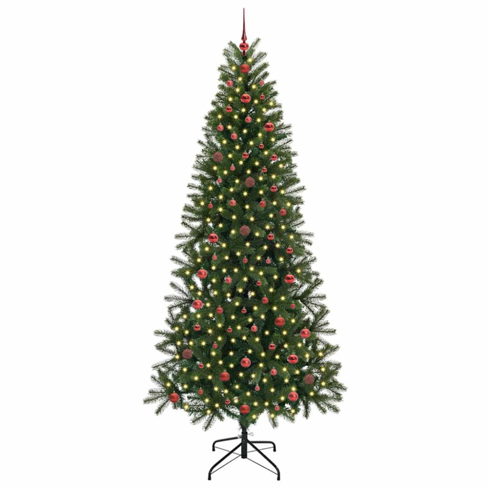 Produktbild för Konstgjord julgran med 300 LED-lampor Grön 240 cm PE och PVC