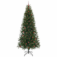 Produktbild för Konstgjord julgran med 300 LED-lampor Grön 240 cm PE och PVC