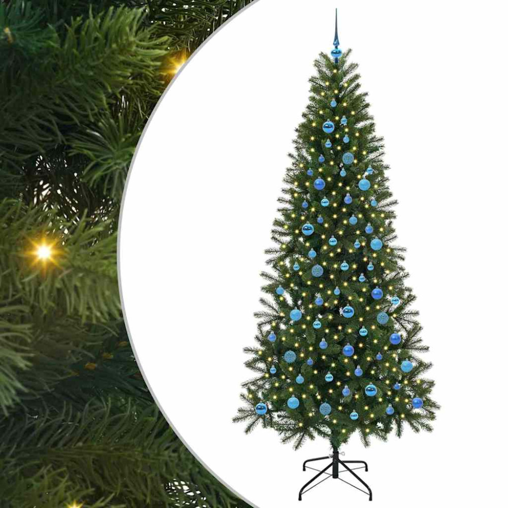 Produktbild för Konstgjord julgran med 300 LED-lampor Grön 240 cm PE och PVC