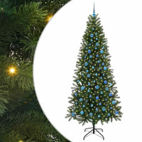 Produktbild för Konstgjord julgran med 300 LED-lampor Grön 240 cm PE och PVC