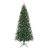 Produktbild för Konstgjord julgran med 300 LED-lampor Grön 240 cm PE och PVC