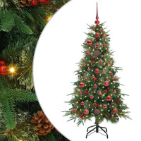 Produktbild för Plast Hingad Julgran med 150 LED-lampor Grön 120 cm PE och PVC