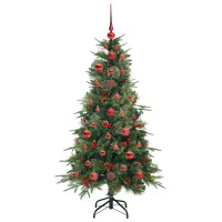 Produktbild för Plast Hingad Julgran med 150 LED-lampor Grön 120 cm PE och PVC