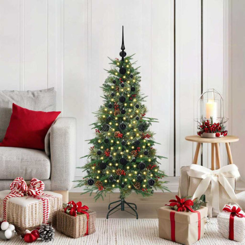 vidaXL Plast Hingad Julgran med 150 LED-lampor Grön 120 cm PE och PVC