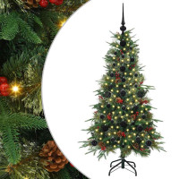 Produktbild för Plast Hingad Julgran med 150 LED-lampor Grön 120 cm PE och PVC