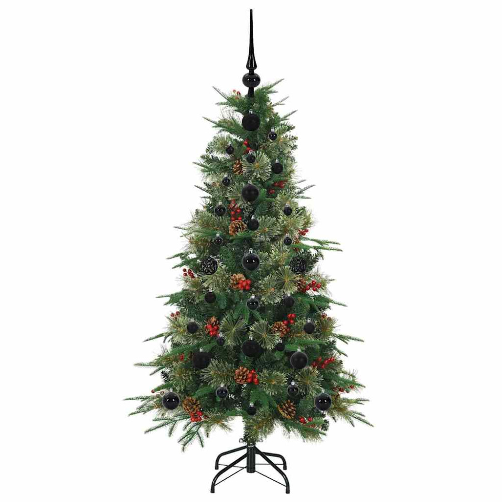Produktbild för Plast Hingad Julgran med 150 LED-lampor Grön 120 cm PE och PVC