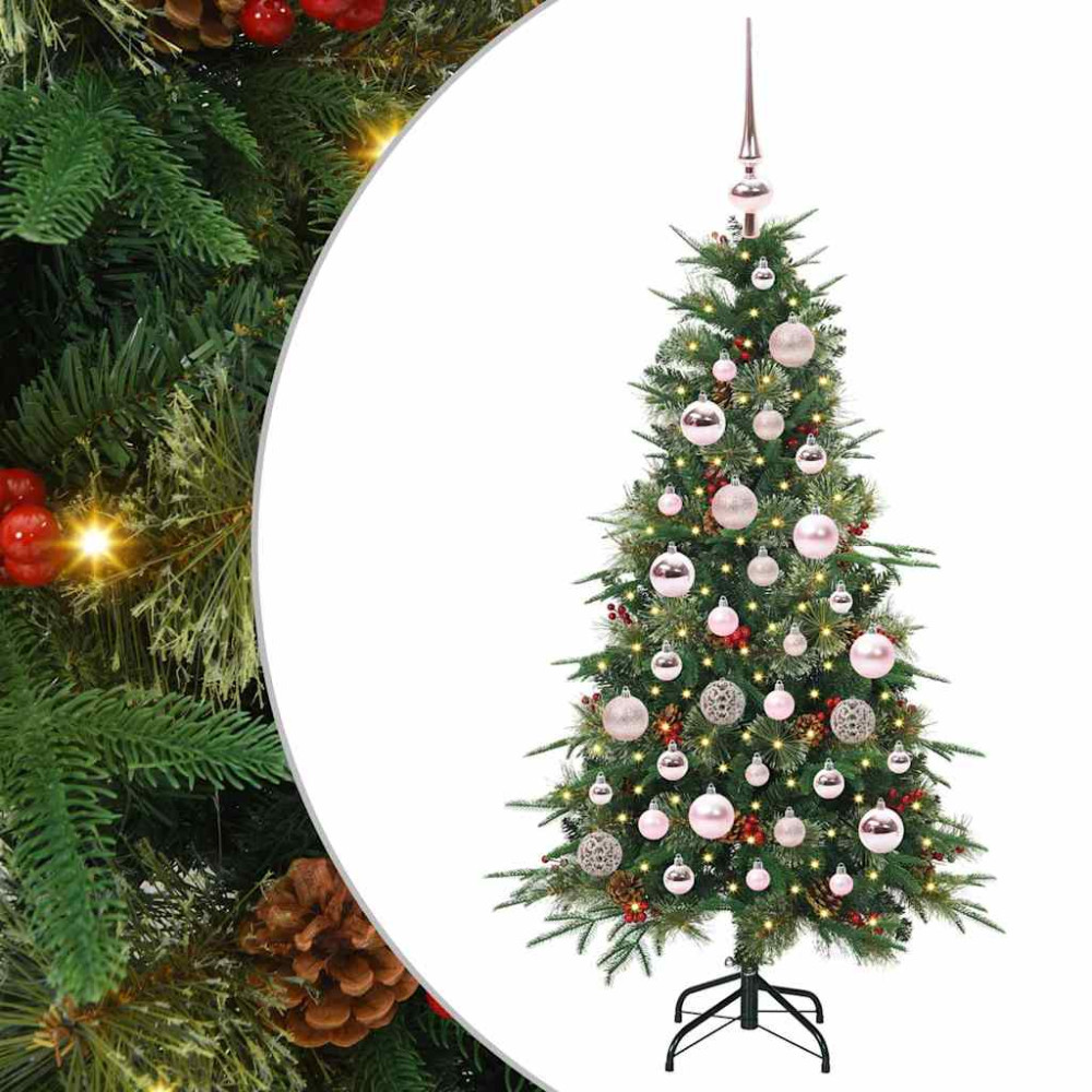 Produktbild för Plast Hingad Julgran med 150 LED-lampor Grön 120 cm PE och PVC