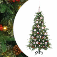 Produktbild för Plast Hingad Julgran med 150 LED-lampor Grön 120 cm PE och PVC