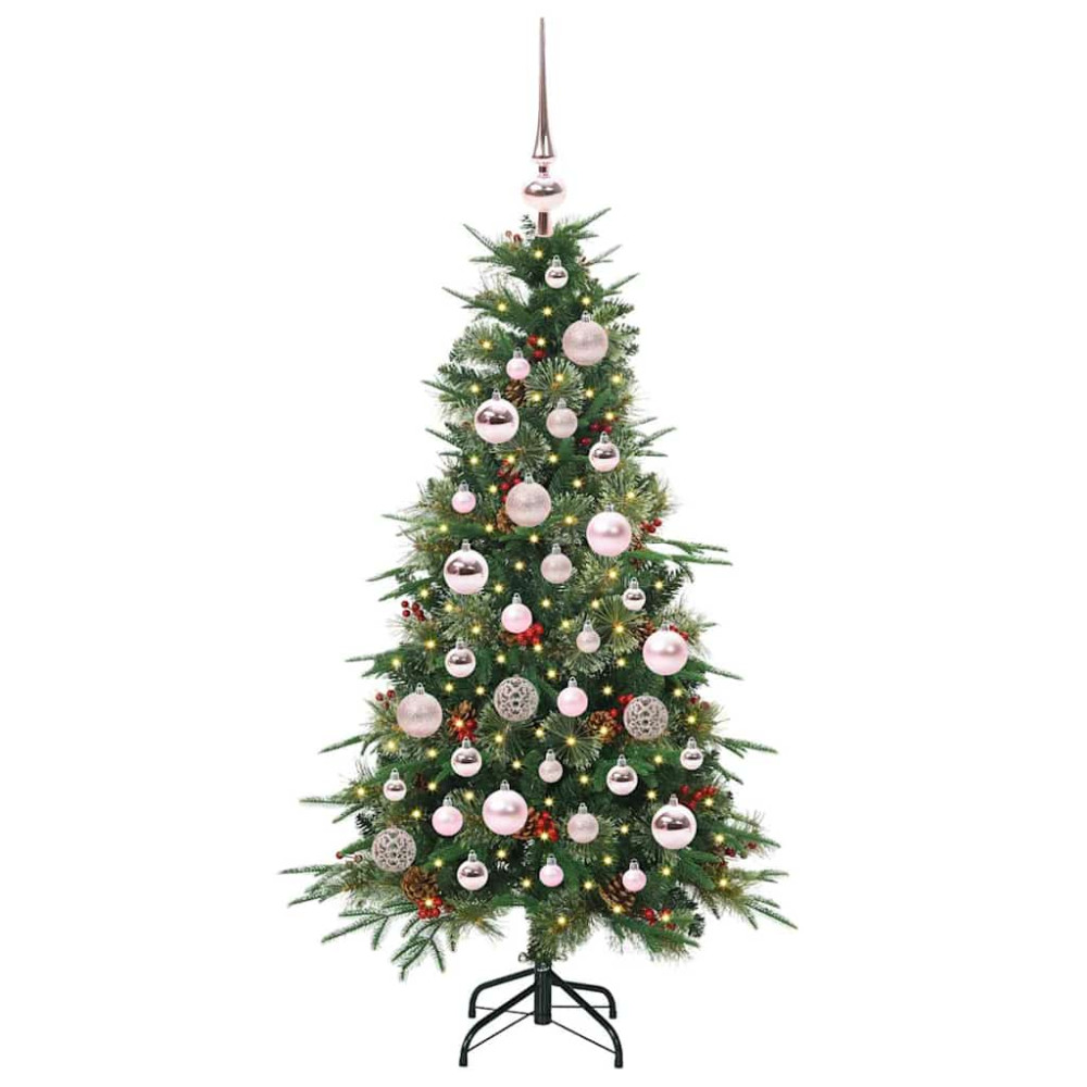 Produktbild för Plast Hingad Julgran med 150 LED-lampor Grön 120 cm PE och PVC
