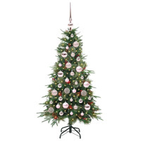 Produktbild för Plast Hingad Julgran med 150 LED-lampor Grön 120 cm PE och PVC