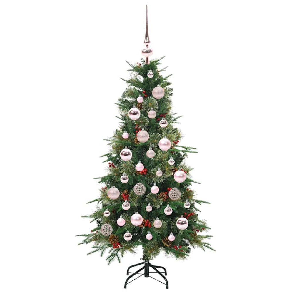 Produktbild för Plast Hingad Julgran med 150 LED-lampor Grön 120 cm PE och PVC