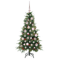 Produktbild för Plast Hingad Julgran med 150 LED-lampor Grön 120 cm PE och PVC