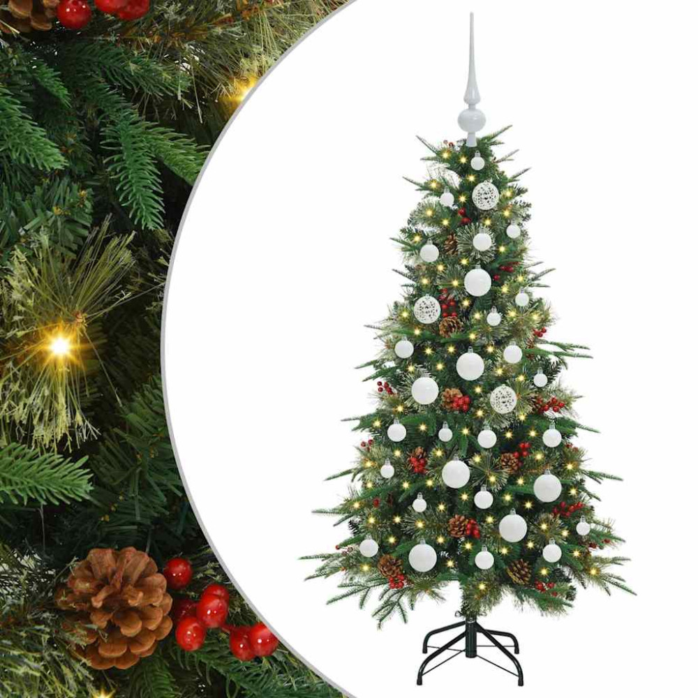 Produktbild för Plast Hingad Julgran med 150 LED-lampor Grön 120 cm PE och PVC