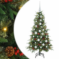 Produktbild för Plast Hingad Julgran med 150 LED-lampor Grön 120 cm PE och PVC