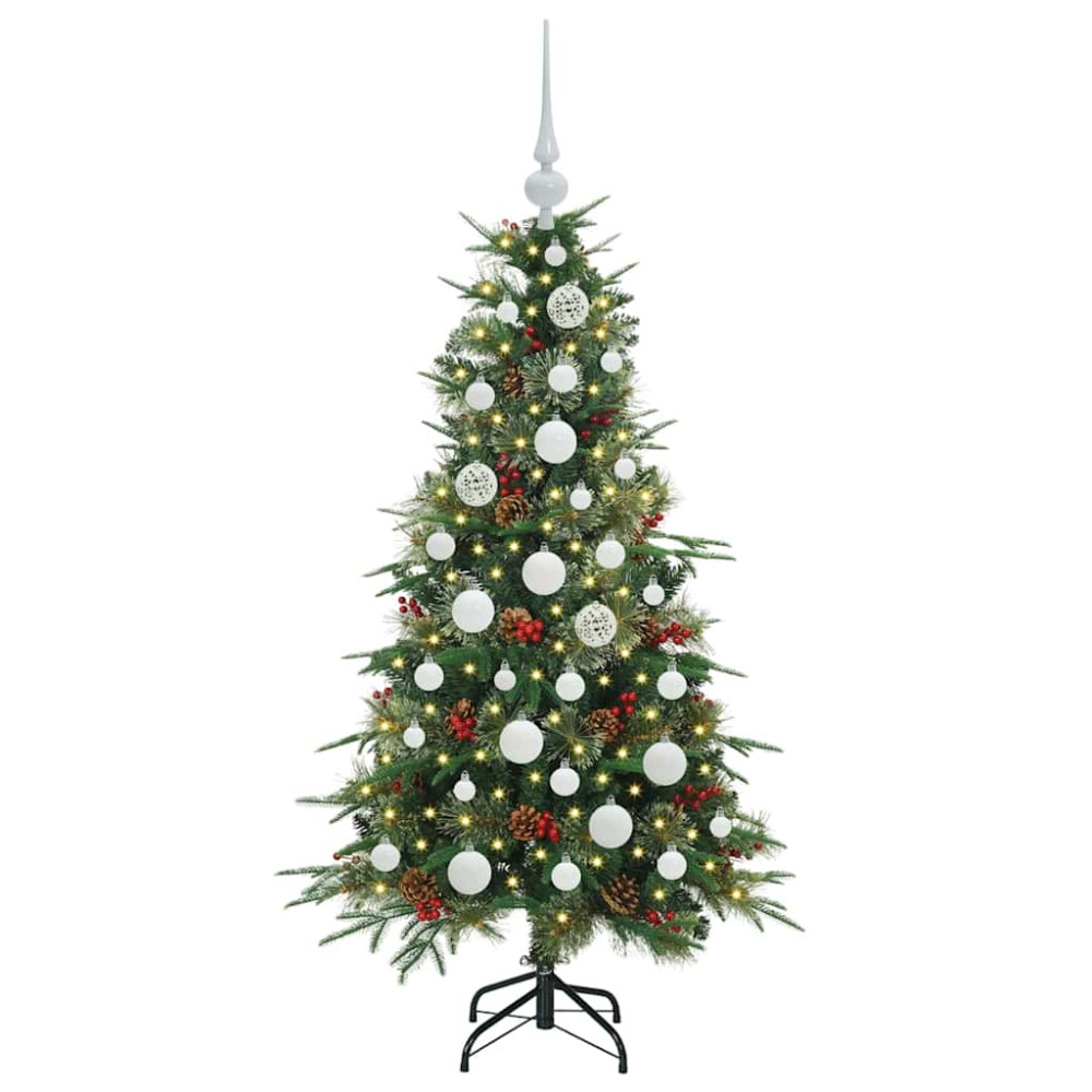 Produktbild för Plast Hingad Julgran med 150 LED-lampor Grön 120 cm PE och PVC