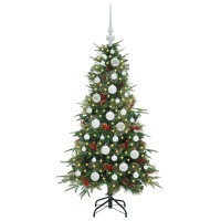 Produktbild för Plast Hingad Julgran med 150 LED-lampor Grön 120 cm PE och PVC