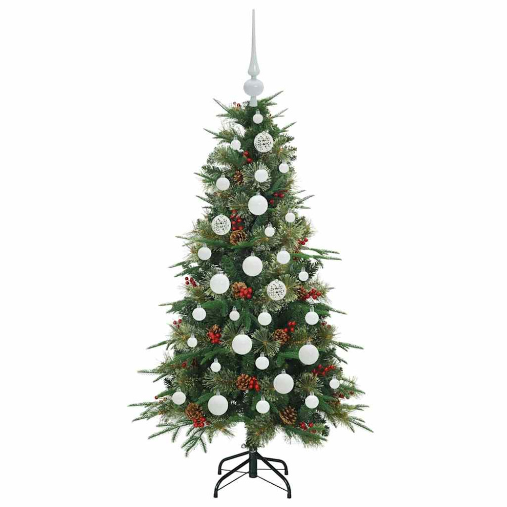 Produktbild för Plast Hingad Julgran med 150 LED-lampor Grön 120 cm PE och PVC