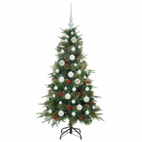 Produktbild för Plast Hingad Julgran med 150 LED-lampor Grön 120 cm PE och PVC