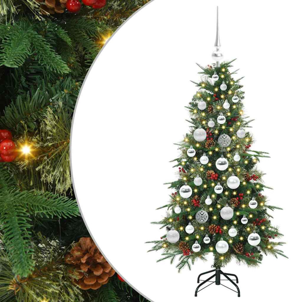 Produktbild för Plast Hingad Julgran med 150 LED-lampor Grön 120 cm PE och PVC