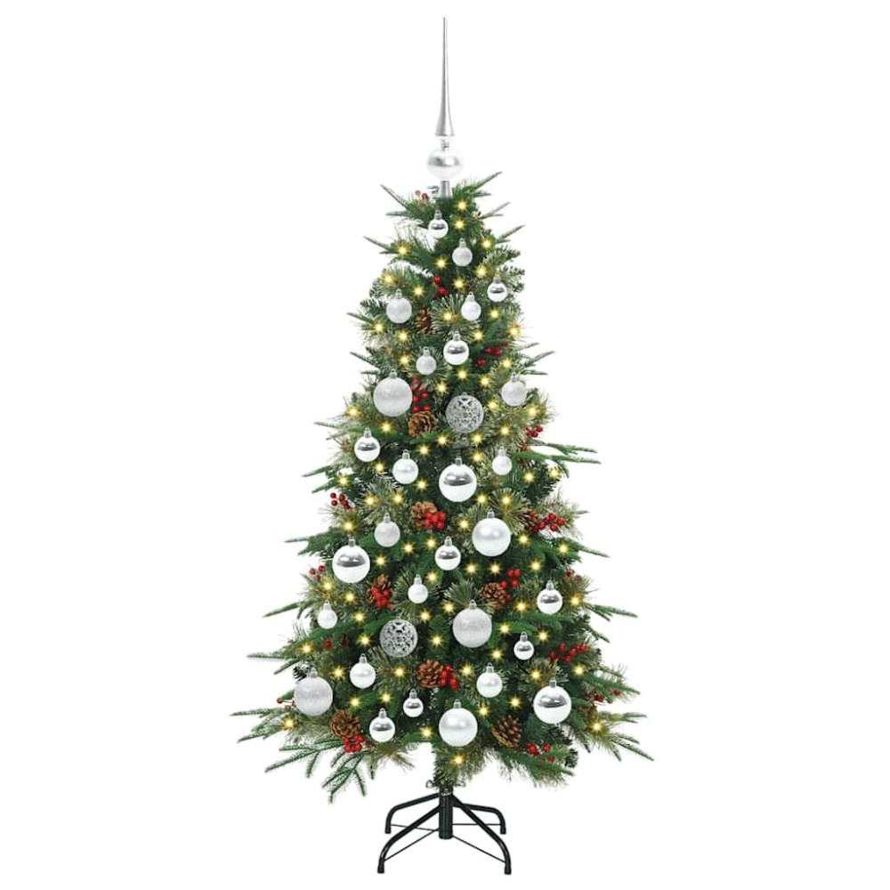 Produktbild för Plast Hingad Julgran med 150 LED-lampor Grön 120 cm PE och PVC
