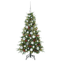 Produktbild för Plast Hingad Julgran med 150 LED-lampor Grön 120 cm PE och PVC