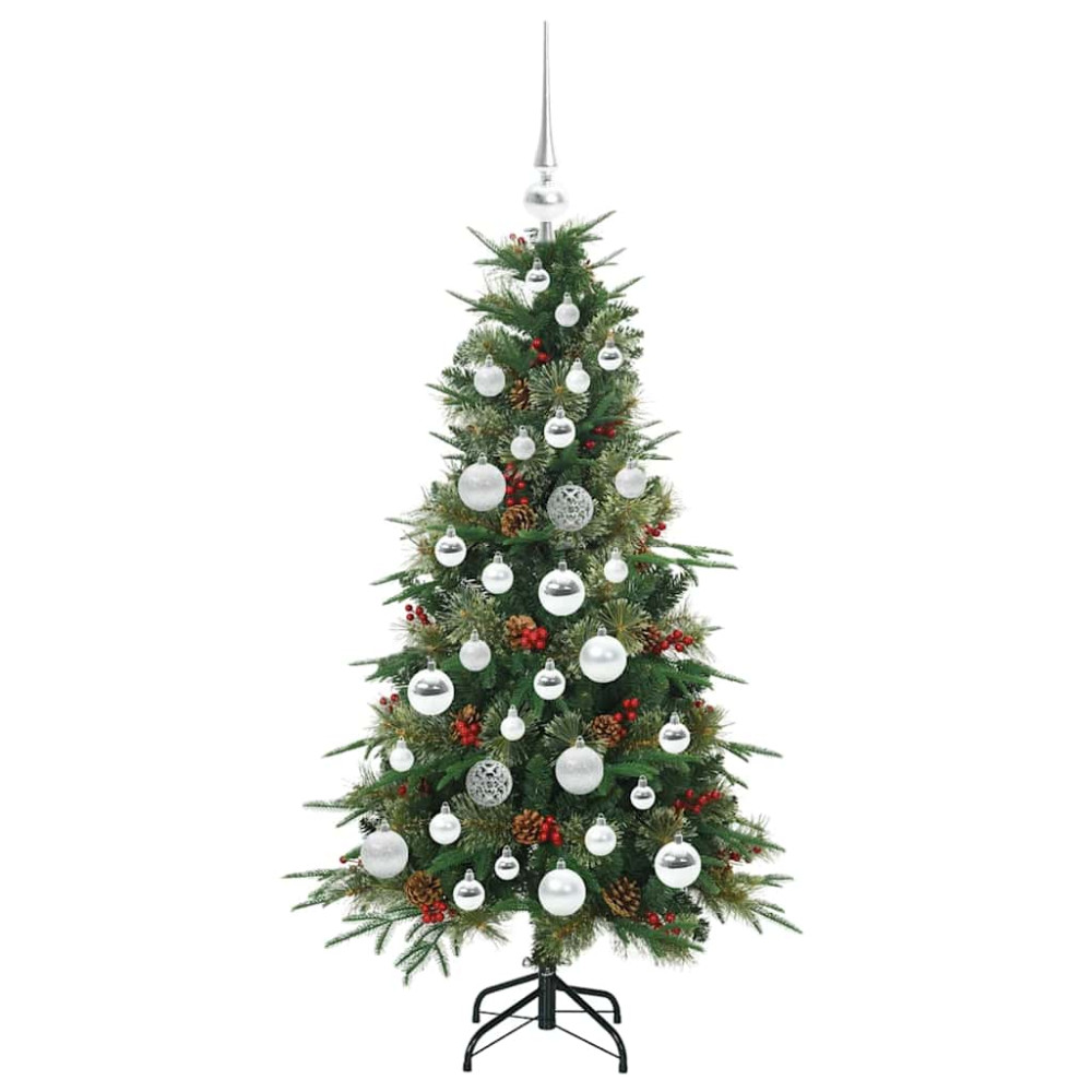 Produktbild för Plast Hingad Julgran med 150 LED-lampor Grön 120 cm PE och PVC