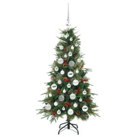 Produktbild för Plast Hingad Julgran med 150 LED-lampor Grön 120 cm PE och PVC