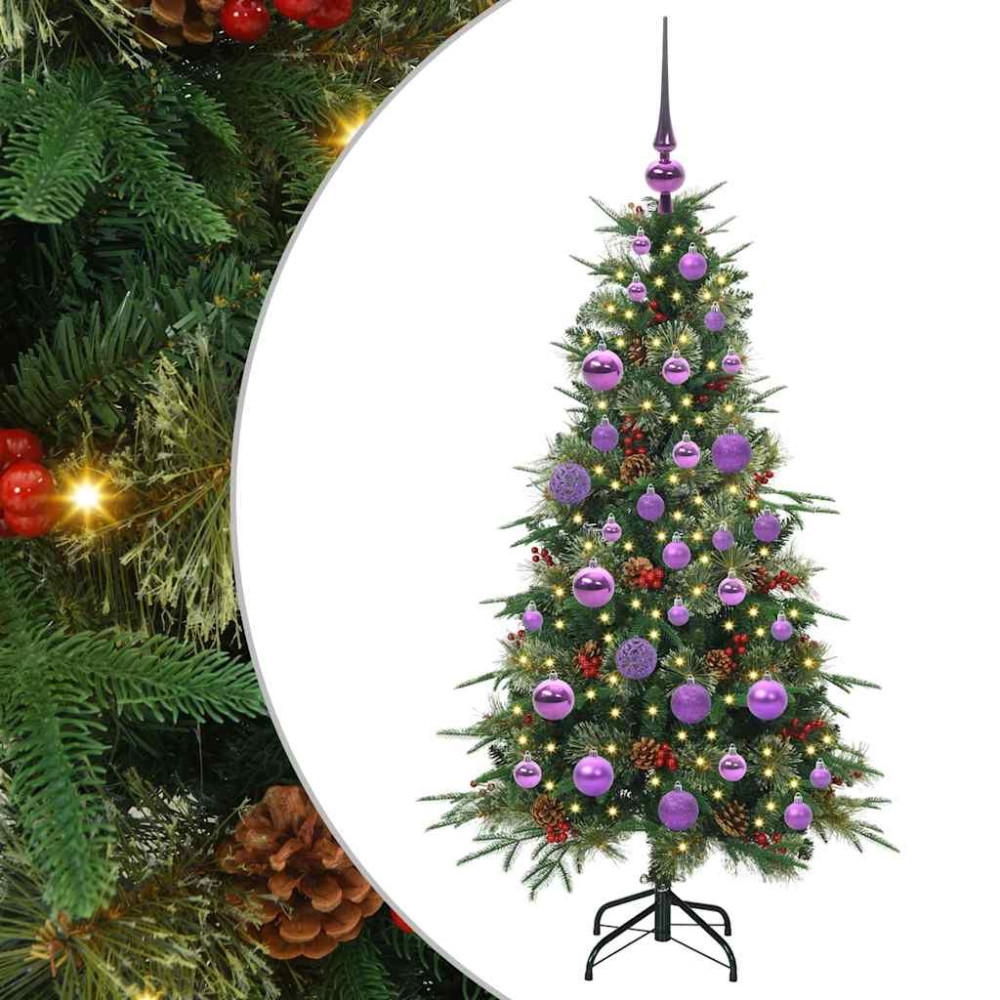 Produktbild för Plast Hingad Julgran med 150 LED-lampor Grön 120 cm PE och PVC
