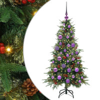 Produktbild för Plast Hingad Julgran med 150 LED-lampor Grön 120 cm PE och PVC