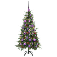 Produktbild för Plast Hingad Julgran med 150 LED-lampor Grön 120 cm PE och PVC