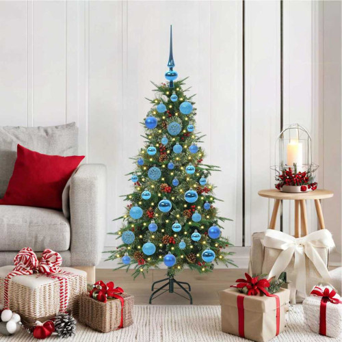 vidaXL Plast Hingad Julgran med 150 LED-lampor Grön 120 cm PE och PVC