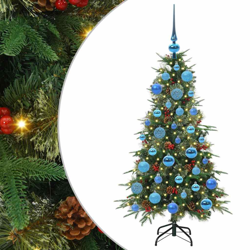Produktbild för Plast Hingad Julgran med 150 LED-lampor Grön 120 cm PE och PVC