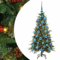 Produktbild för Plast Hingad Julgran med 150 LED-lampor Grön 120 cm PE och PVC
