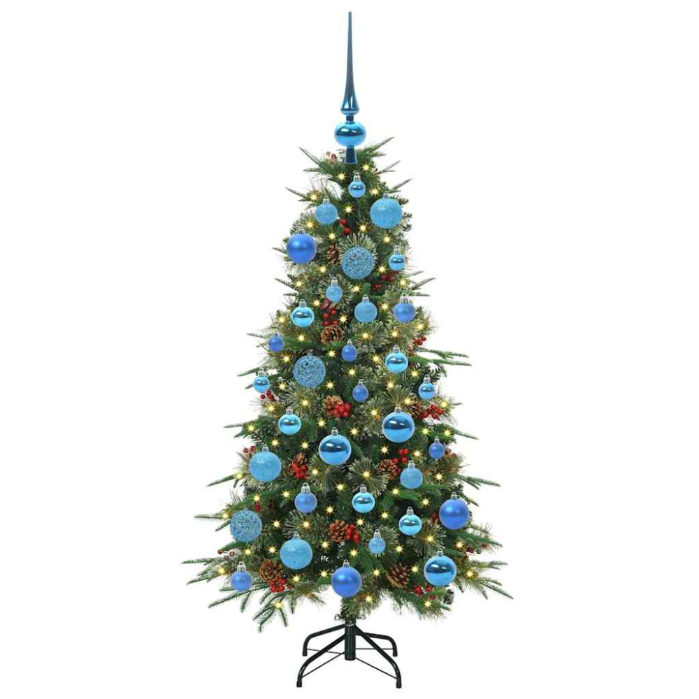 Produktbild för Plast Hingad Julgran med 150 LED-lampor Grön 120 cm PE och PVC