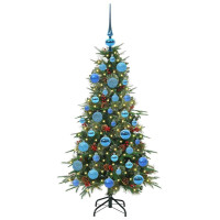 Produktbild för Plast Hingad Julgran med 150 LED-lampor Grön 120 cm PE och PVC