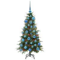 Produktbild för Plast Hingad Julgran med 150 LED-lampor Grön 120 cm PE och PVC