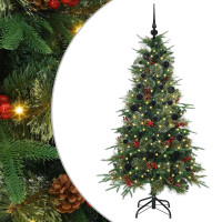 Produktbild för Plast Hingad Julgran med 150 LED-lampor Grön 150 cm PE och PVC