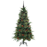 Produktbild för Plast Hingad Julgran med 150 LED-lampor Grön 150 cm PE och PVC