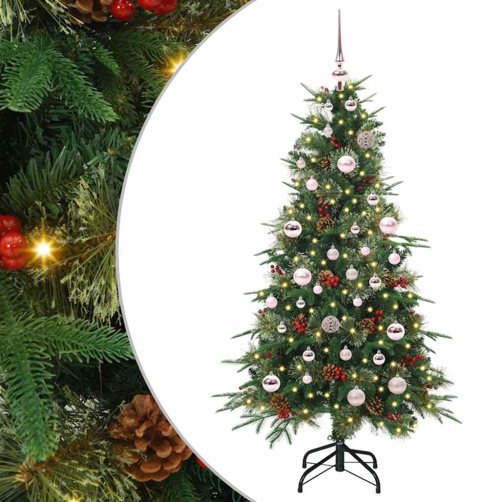 Produktbild för Plast Hingad Julgran med 150 LED-lampor Grön 150 cm PE och PVC
