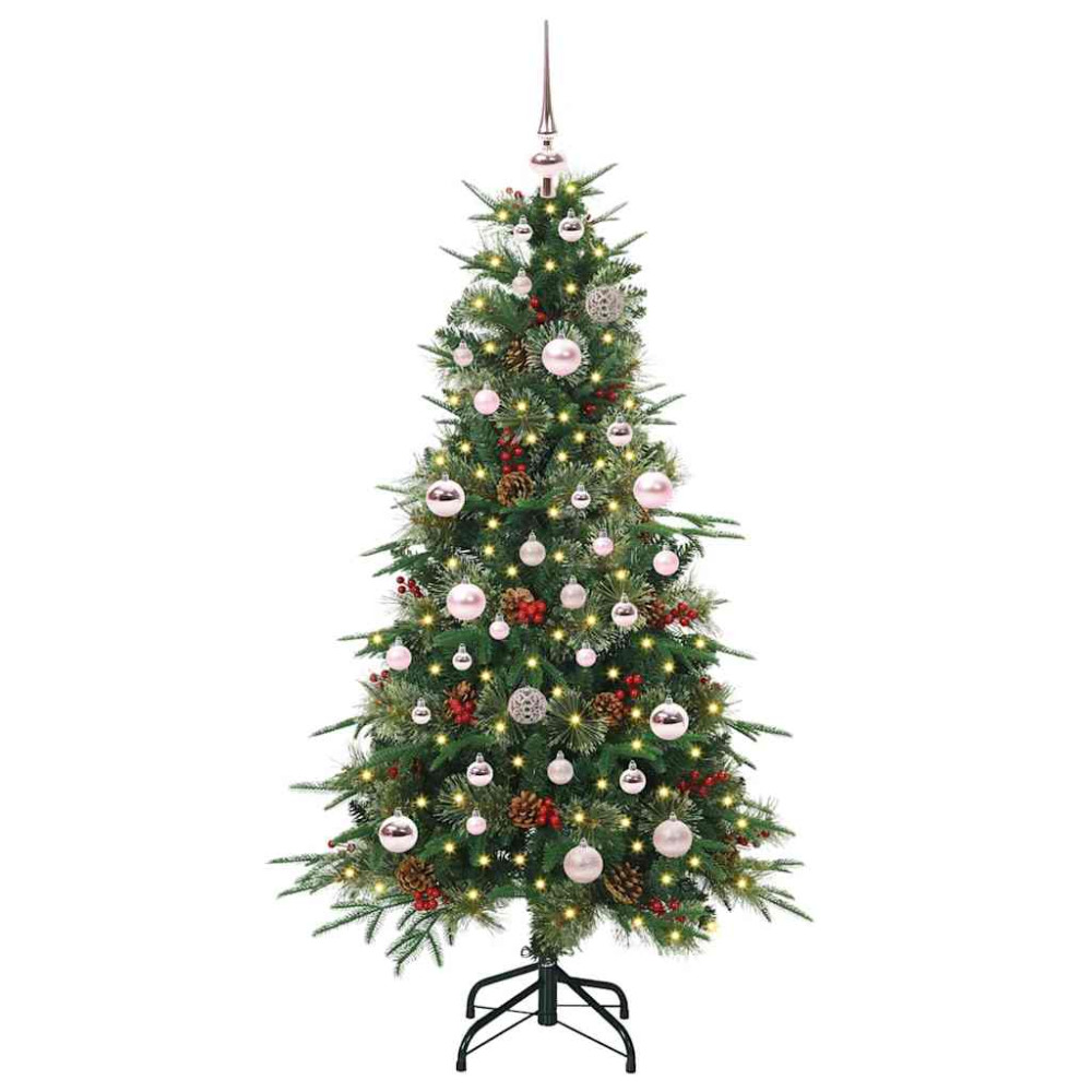Produktbild för Plast Hingad Julgran med 150 LED-lampor Grön 150 cm PE och PVC