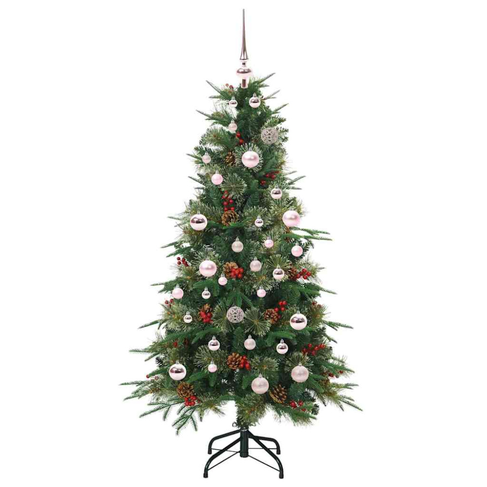 Produktbild för Plast Hingad Julgran med 150 LED-lampor Grön 150 cm PE och PVC