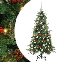 Produktbild för Plast Hingad Julgran med 150 LED-lampor Grön 150 cm PE och PVC