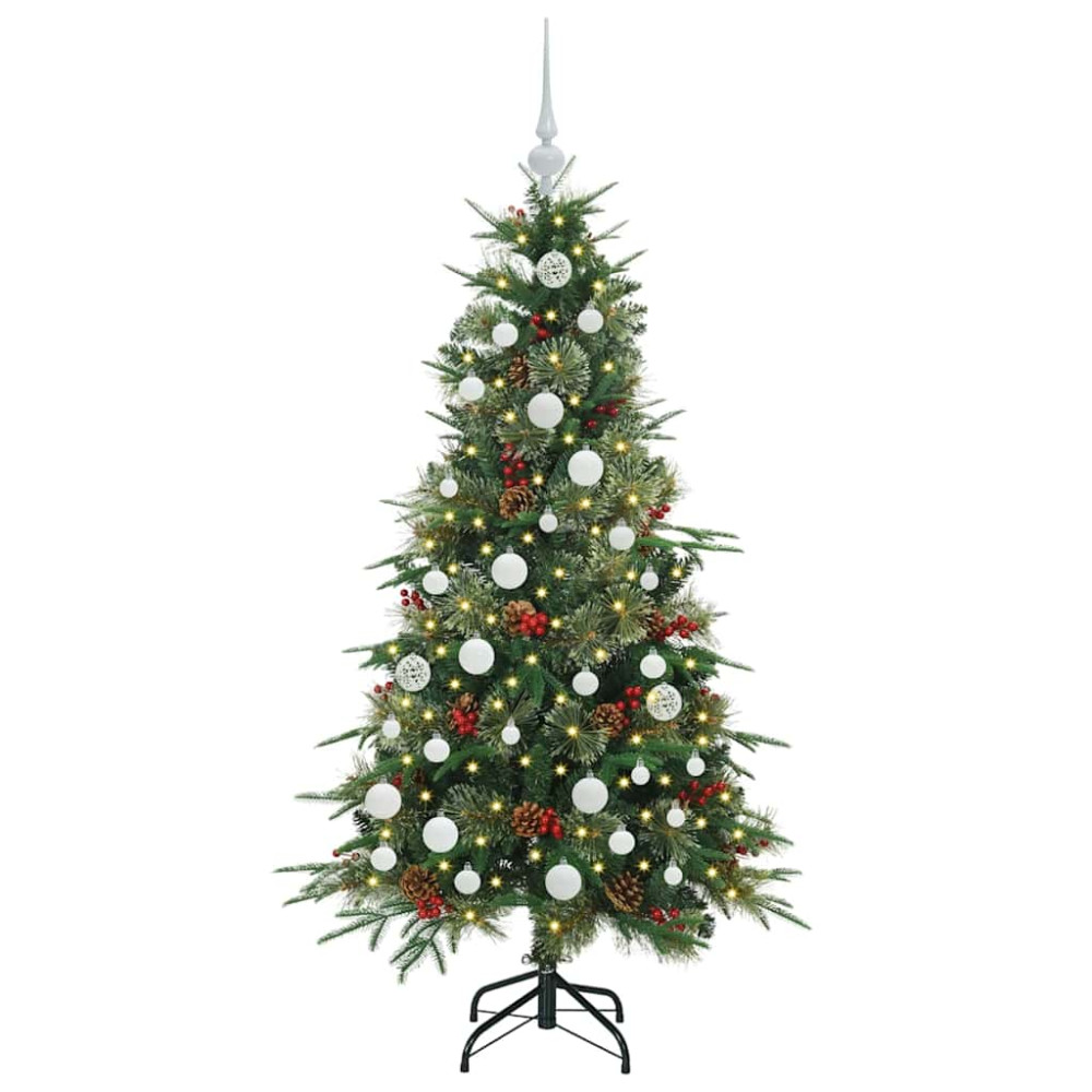 Produktbild för Plast Hingad Julgran med 150 LED-lampor Grön 150 cm PE och PVC