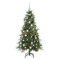 Produktbild för Plast Hingad Julgran med 150 LED-lampor Grön 150 cm PE och PVC