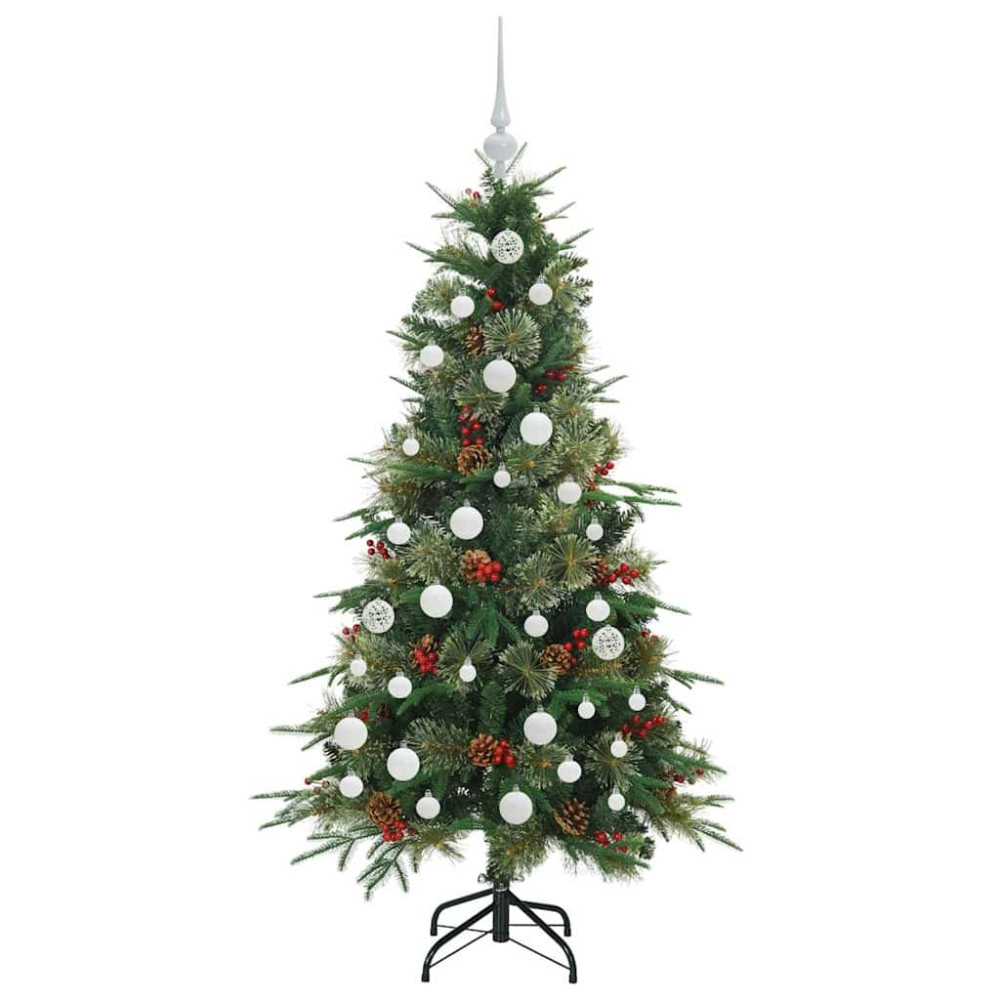 Produktbild för Plast Hingad Julgran med 150 LED-lampor Grön 150 cm PE och PVC