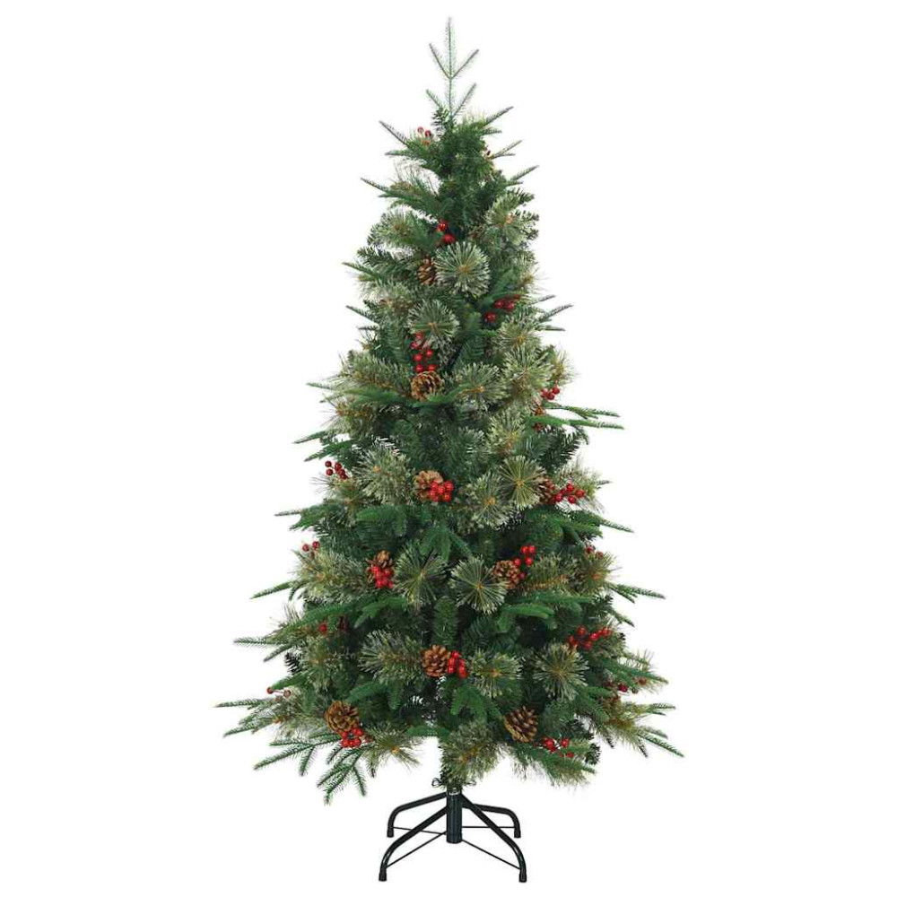 Produktbild för Plast Hingad Julgran med 150 LED-lampor Grön 150 cm PE och PVC