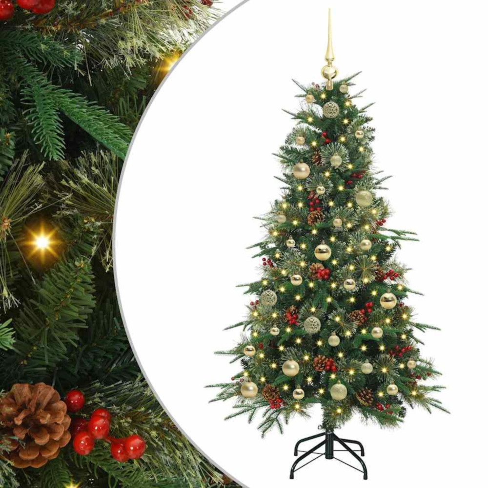 Produktbild för Plast Hingad Julgran med 150 LED-lampor Grön 150 cm PE och PVC