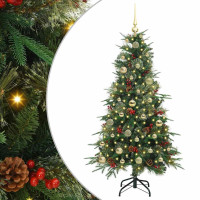 Produktbild för Plast Hingad Julgran med 150 LED-lampor Grön 150 cm PE och PVC