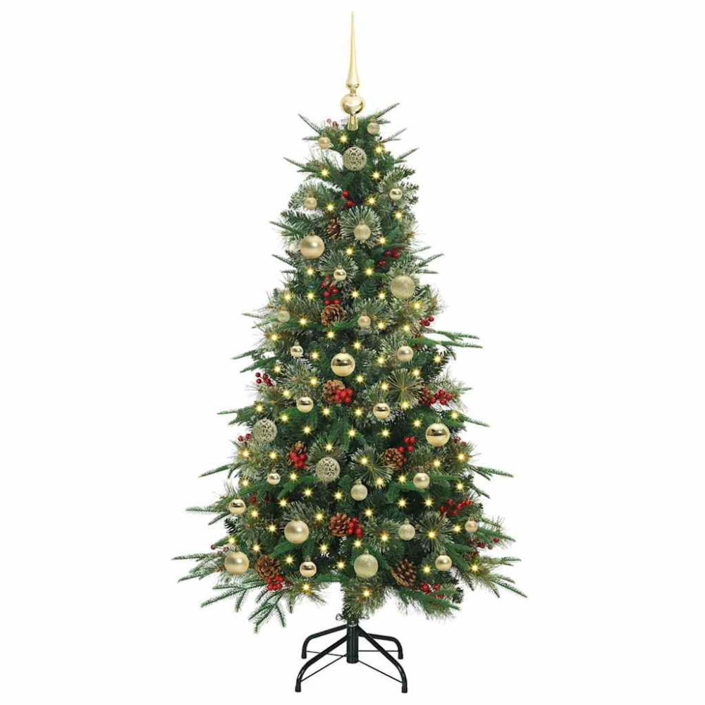 Produktbild för Plast Hingad Julgran med 150 LED-lampor Grön 150 cm PE och PVC